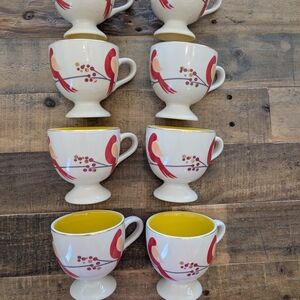 Anthropologie Footed Coffee Tea Bird Mugs - Set of 8